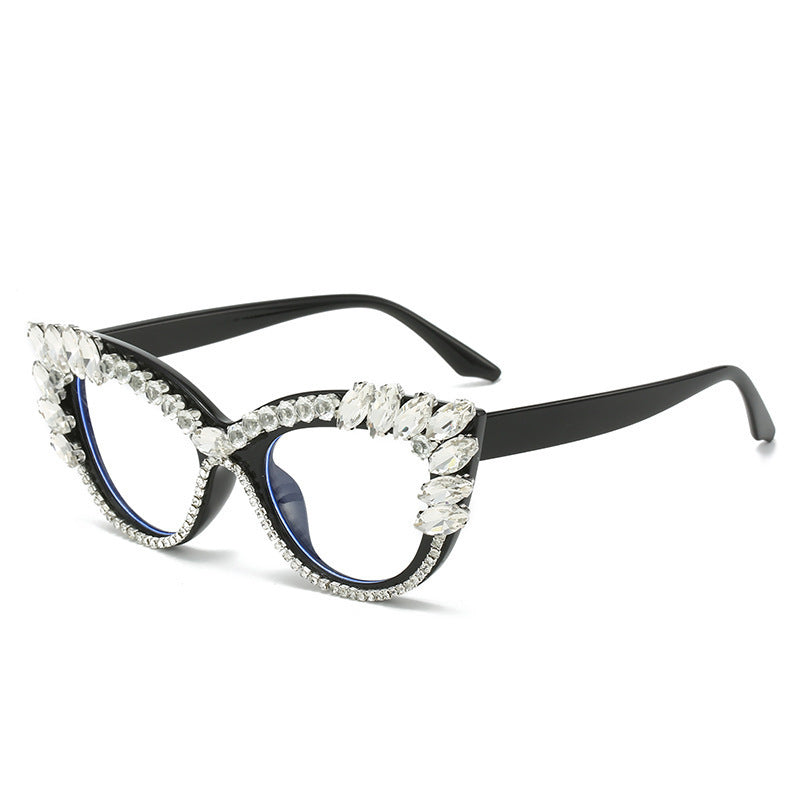 Women's Glamorous Cat-Eye Sunglasses with Crystal Decoration Bowlift