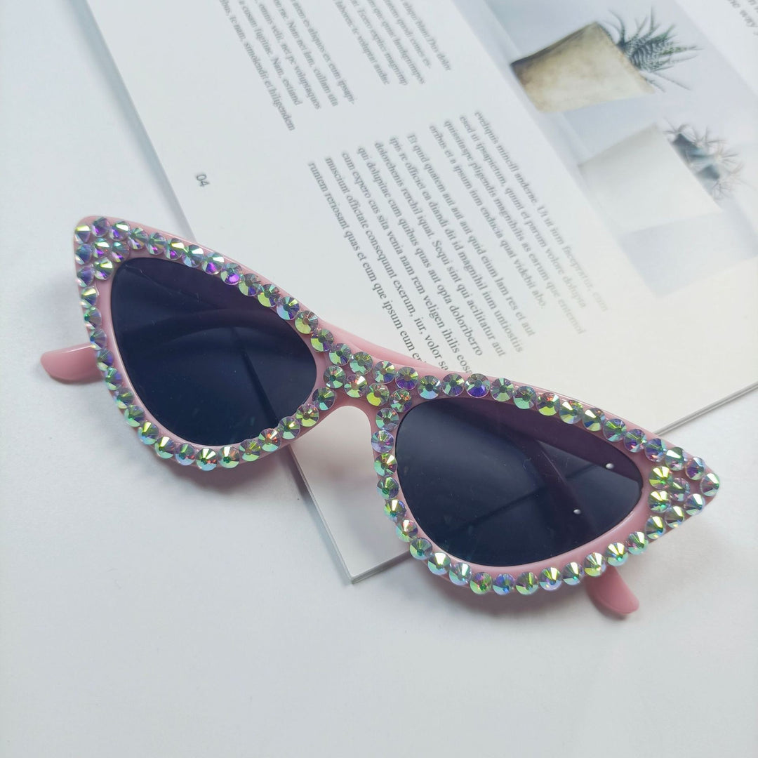 Women's Cat-Eye Sunglasses with Sparkling Crystal Trimming Bowlift