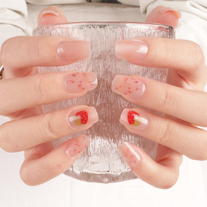 Cute Strawberry-Themed Press-On Nail Set Bowlift