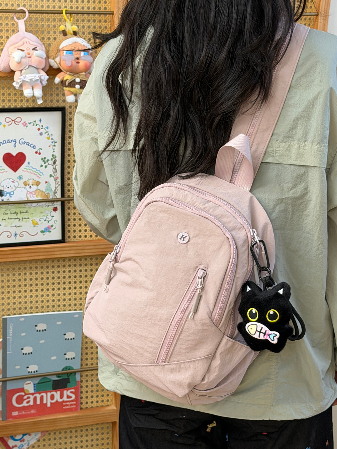 Textured Canvas Sling Backpack