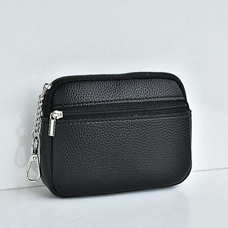Compact Leather Zippered Card Wallet Bowlift