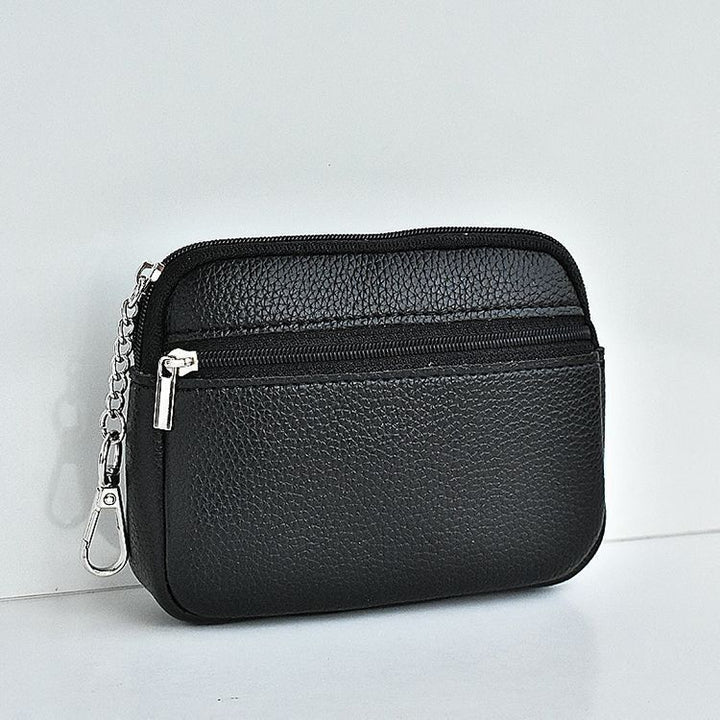 Compact Leather Zippered Card Wallet Bowlift