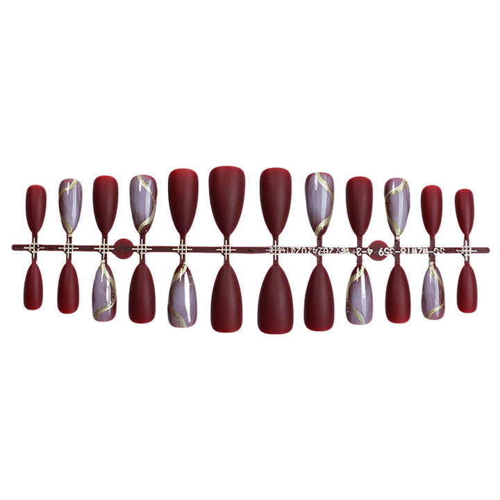 Elegant Press-On Nail Set with Artistic Floral and Glossy Designs Bowlift