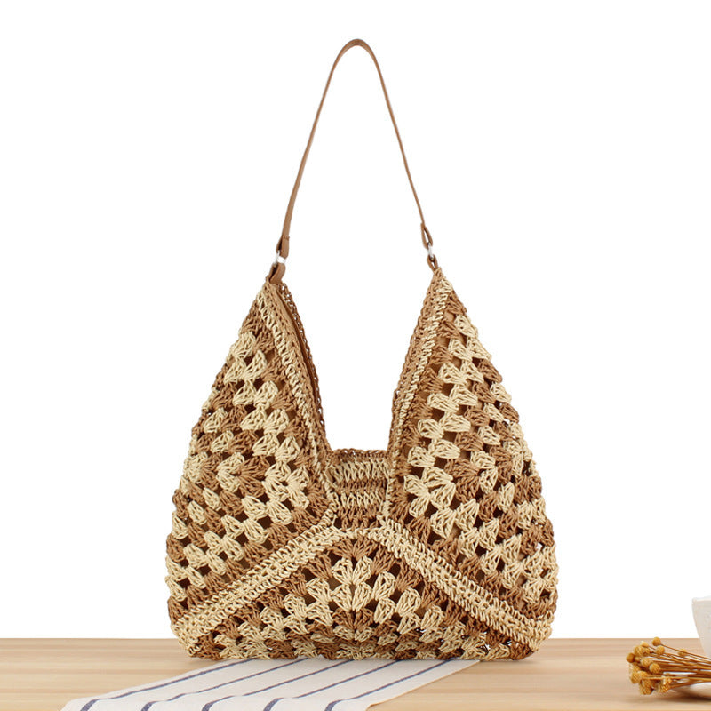 Shoulder bag with hand-knotted pattern and leather accents Bowlift