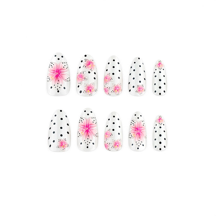 Premium Artificial Nails with 3D Flower Design Bowlift