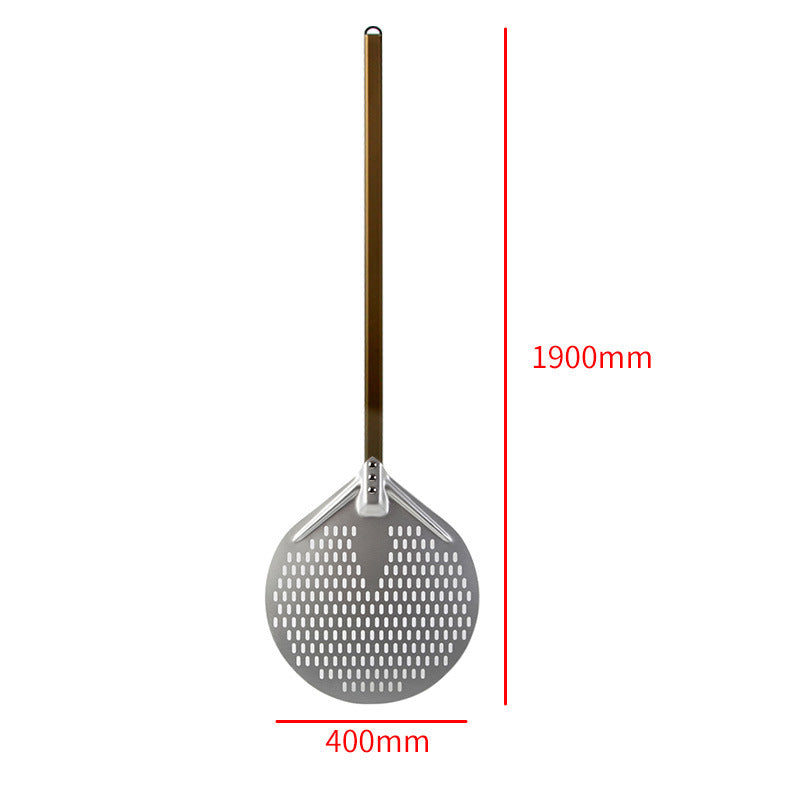 long wooden handled round aluminum pizza peel with reinforced neck Bowlift