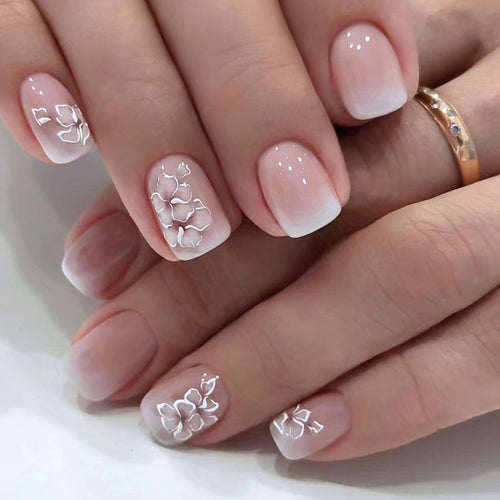 Elegant Floral Print Nail Art Tips Bowlift