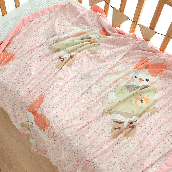 Unisex Nan cozy baby blanket made of cotton muslin with breathable filling and satin edge Bowlift