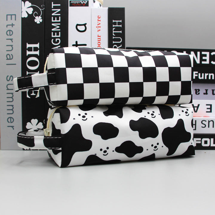 Checkered Pattern Pencil Pouch Bowlift