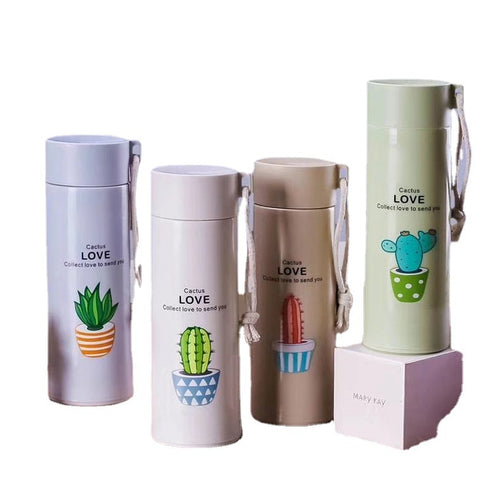 Ladies thermo-insulated drink bottle with creative cactus designs Bowlift