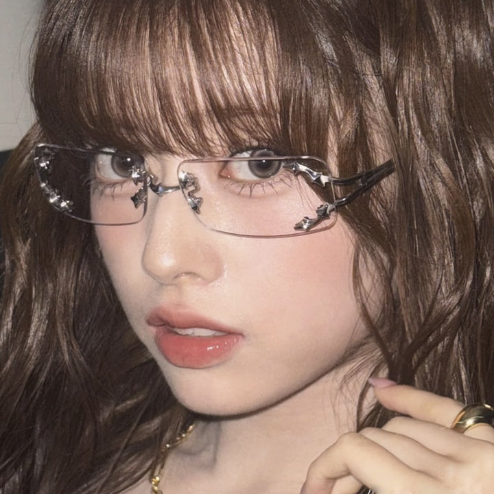 Women's fashionable sunglasses with delicate metal frame and transparent lenses Bowlift