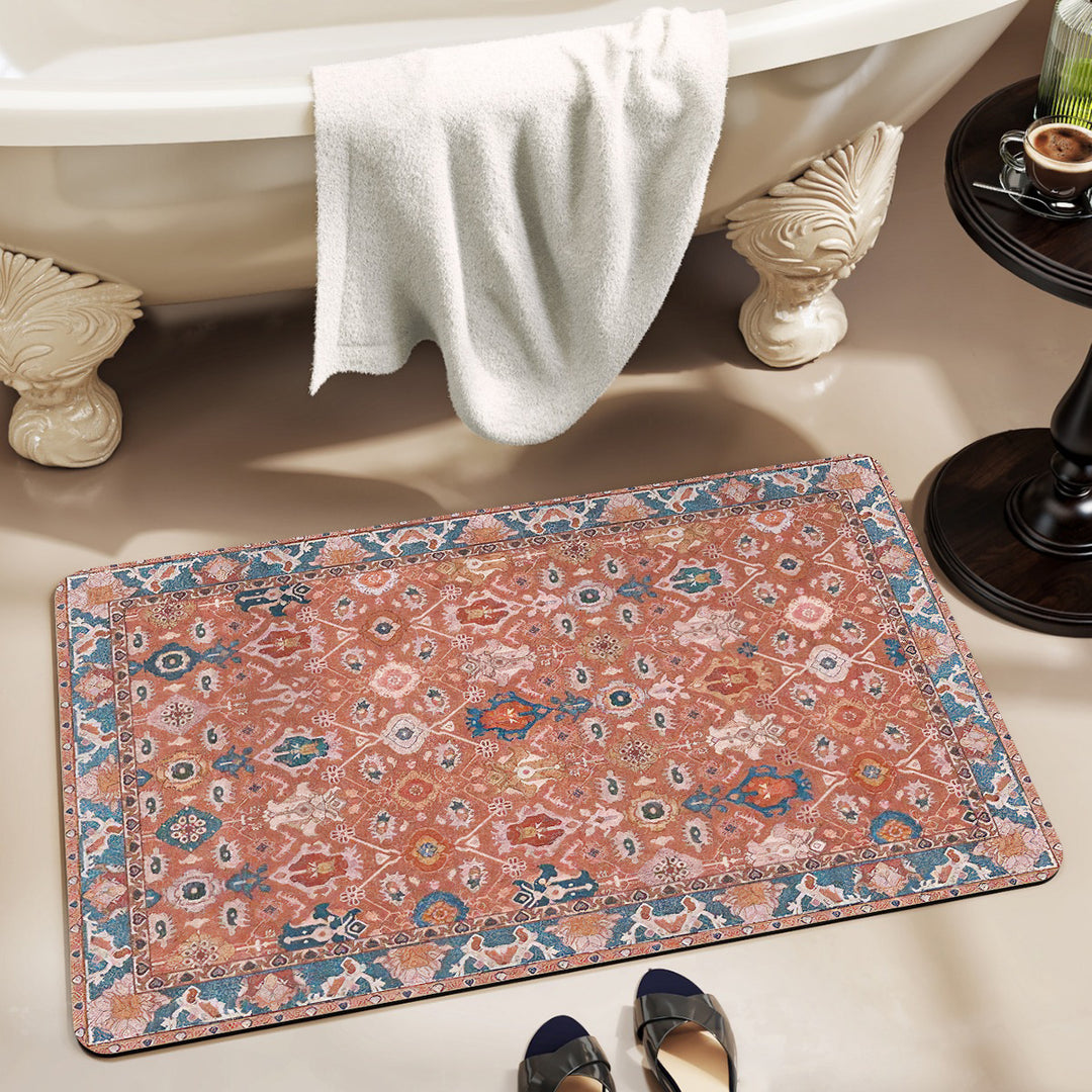 Floral-Patterned Luxury Bath Mat Bowlift
