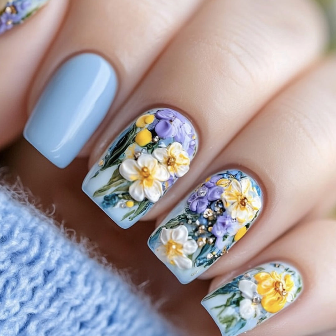 Floral 3D Acrylic Nail Art Bowlift