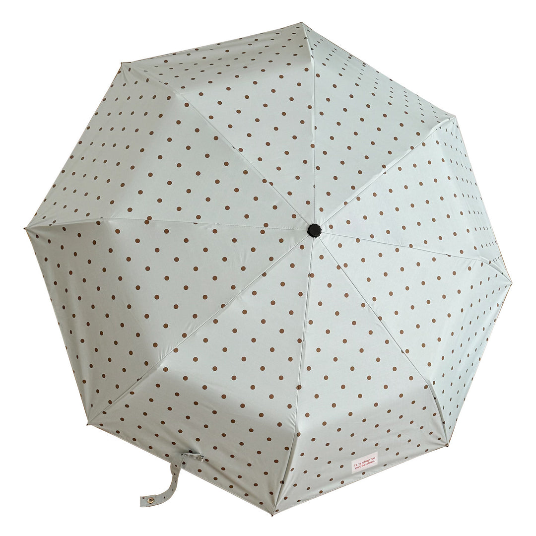 Women's Folding Umbrella with Practical Button Mechanism and Stylish Polka Dot Design Bowlift