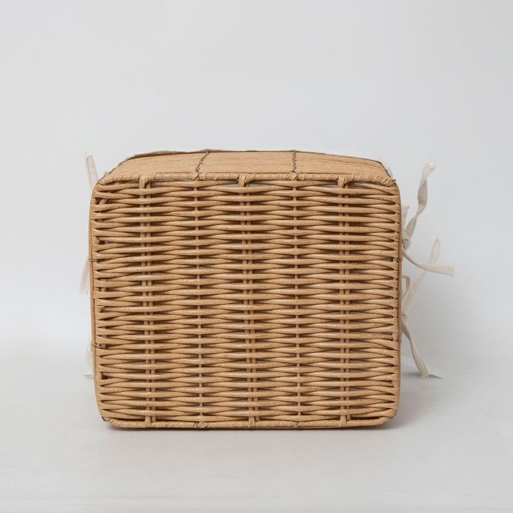 Multifunctional storage basket with linen cover