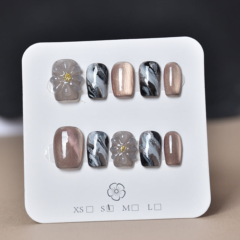 Artistic Gem-Accented Press-On Nail Extensions Bowlift