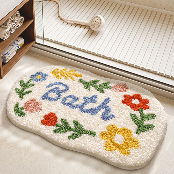 Textured Floral Bath Mat Bowlift