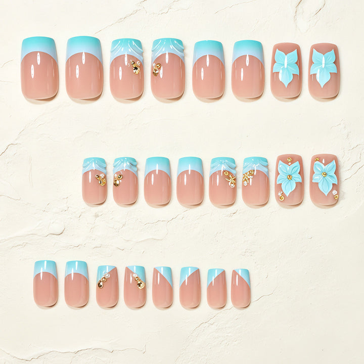Artistic Floral Acrylic Nail Art Tips Bowlift