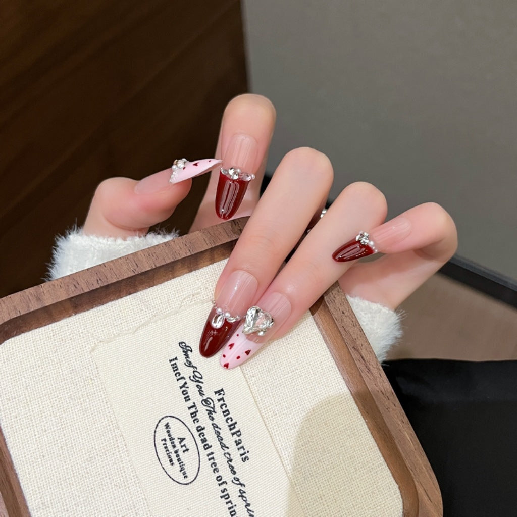 Glamorous Rhinestone-Embellished Stiletto Press-On Nails Bowlift