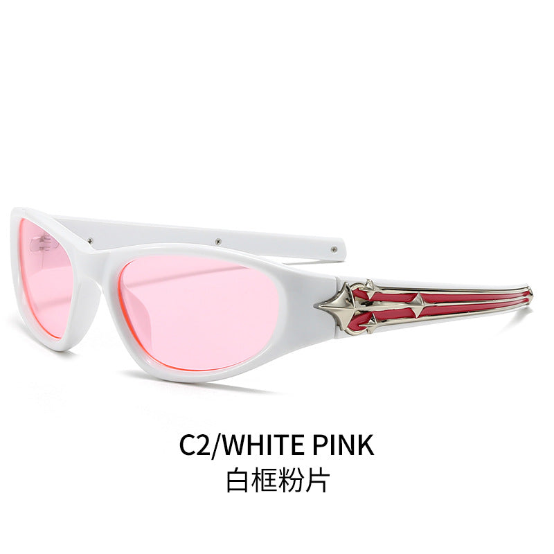 Women's sporty sunglasses in a modern design with a stylish metal frame Bowlift