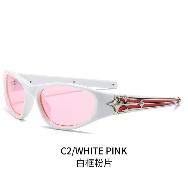 Women's sporty sunglasses in a modern design with a stylish metal frame Bowlift