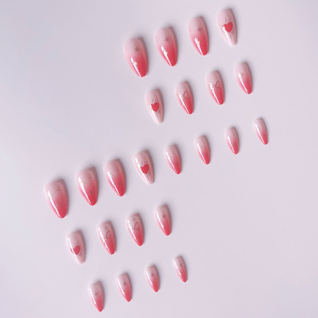 Glamorous artificial nail tips with heart and star decorations Bowlift