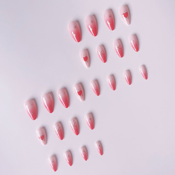 Glamorous artificial nail tips with heart and star decorations Bowlift