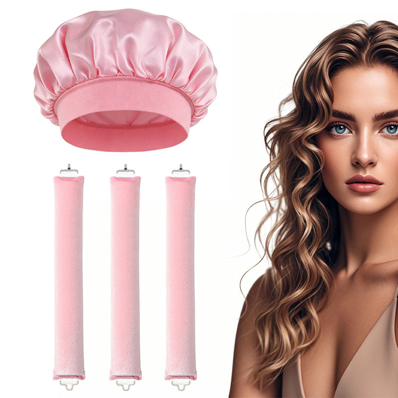 Satin Sleep Cap and Hair Rollers