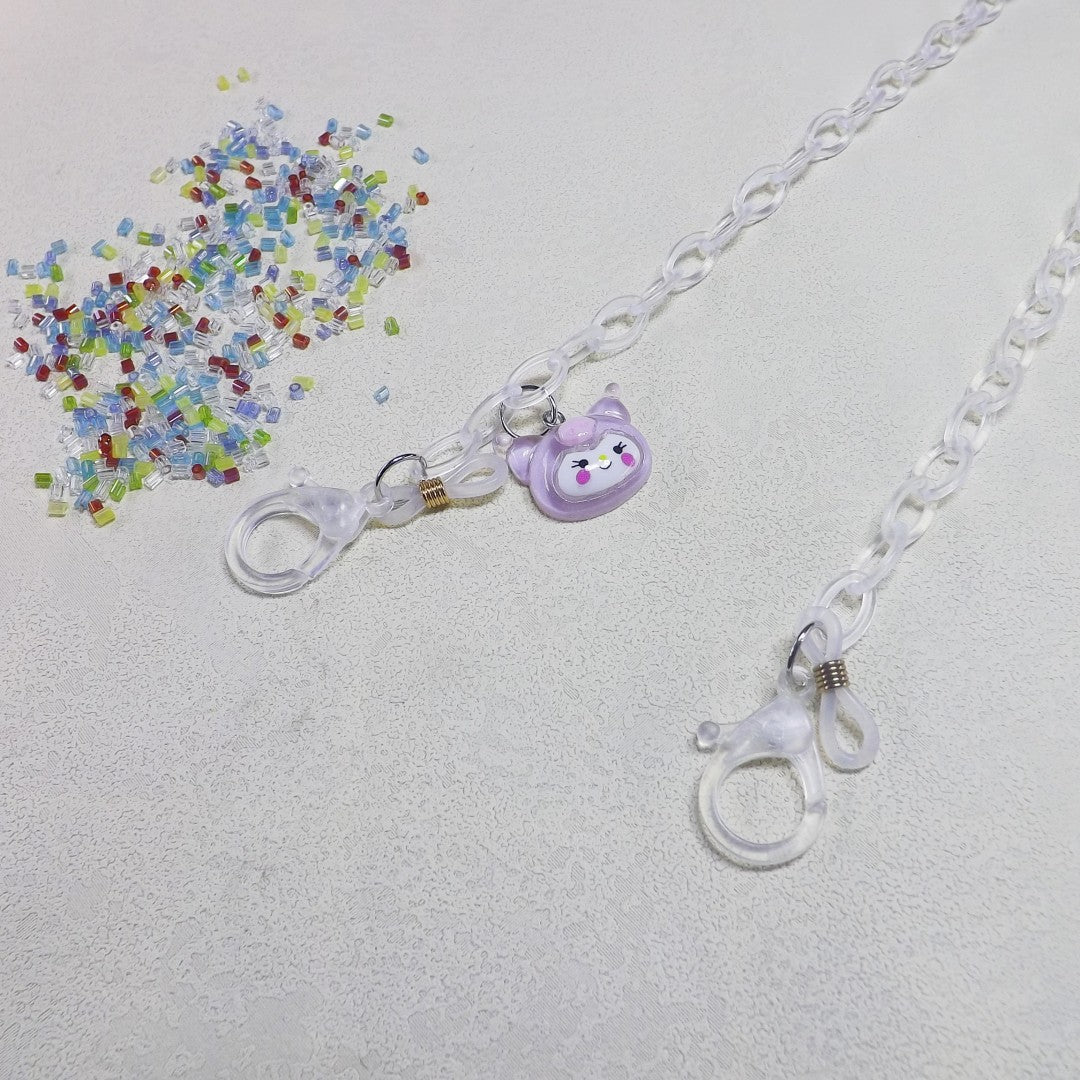 Playful glasses holder chain made of transparent material Bowlift