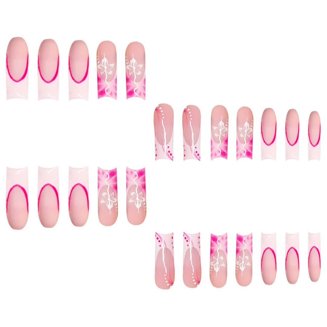 Artistic Floral Stiletto Press-On Nails Bowlift