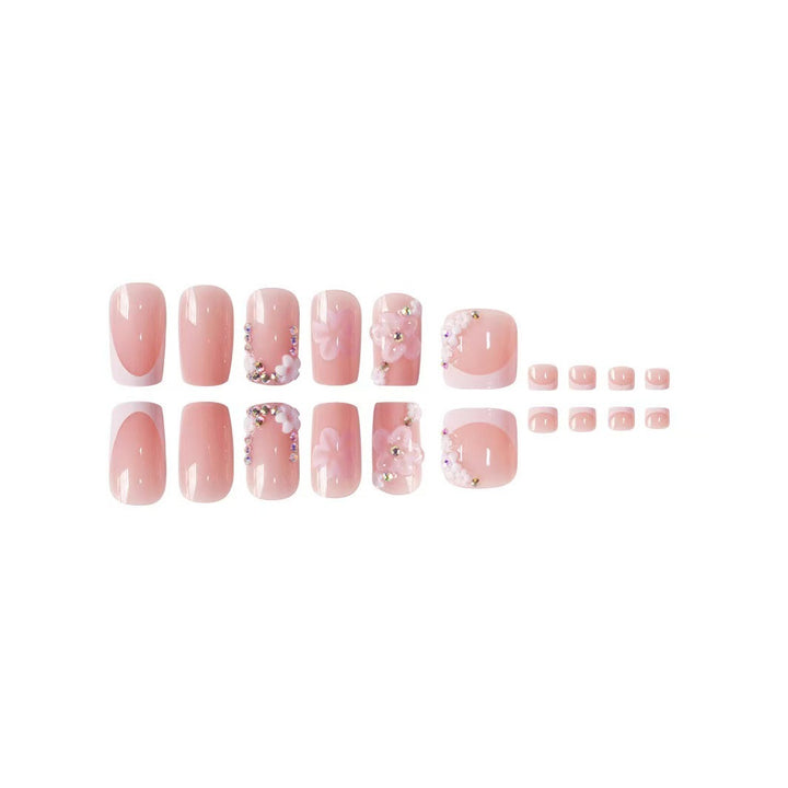 Decorative Floral Press-On Nail Extensions Bowlift