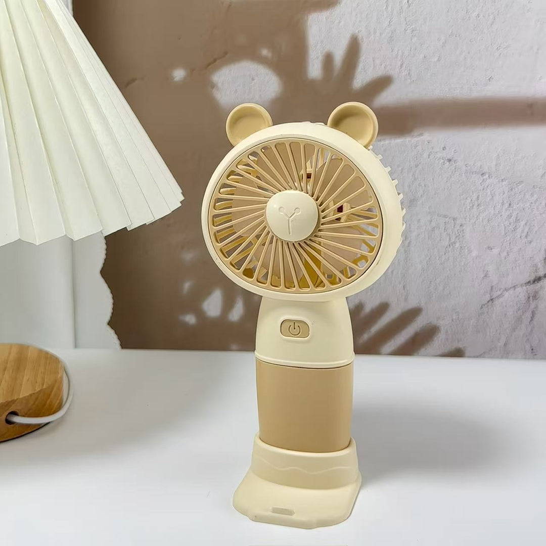 Ladies Portable Hand Fan with Animal Ears Bowlift