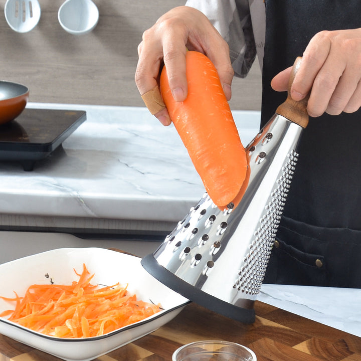 Ergonomic stainless steel kitchen grater with non-slip handle Bowlift