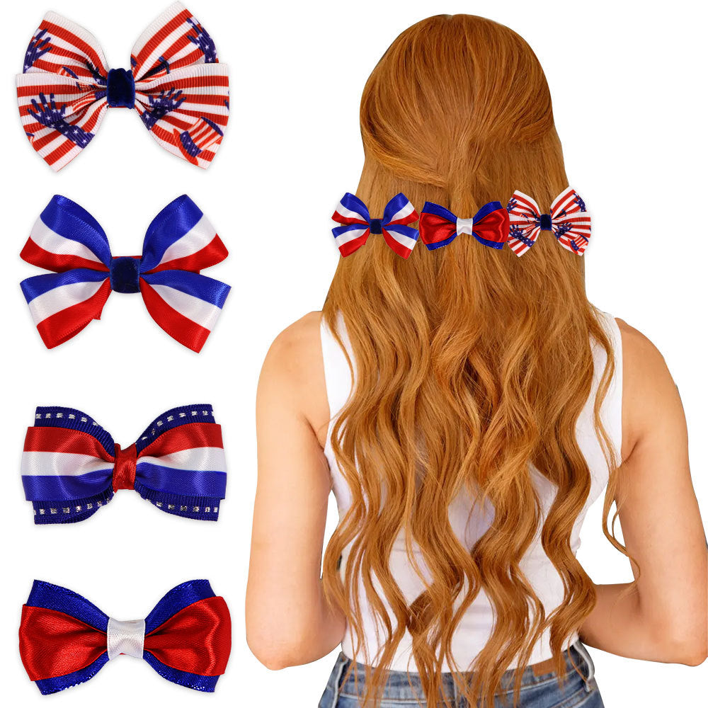Women's Independence Day mini grosgrain ribbon hair bow with alligator clip Bowlift