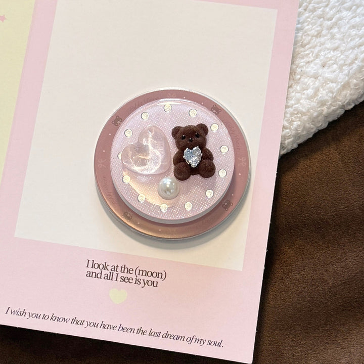 Decorative handheld mirror with bear motif Bowlift