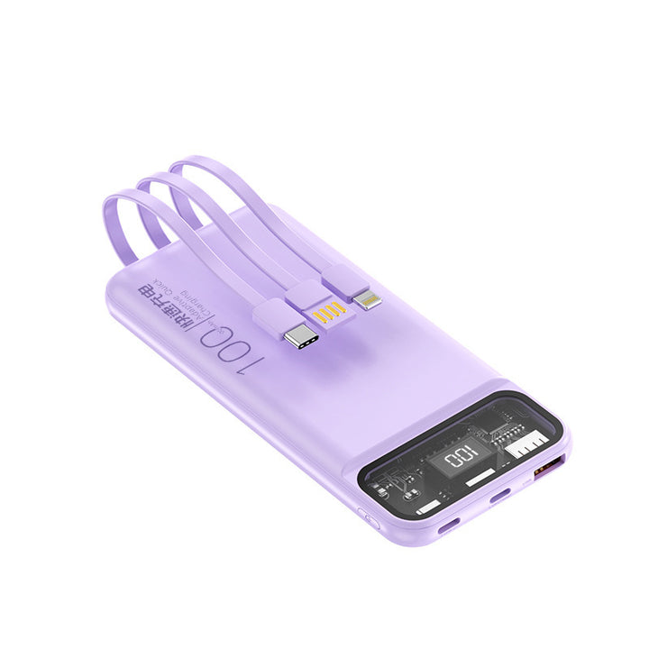 Portable power bank with multifunctional cable system and digital display Bowlift