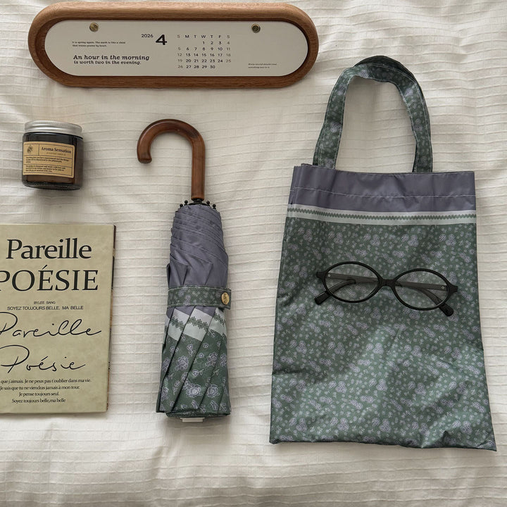 Women's eco-friendly shopping bag with integrated folding umbrella Bowlift