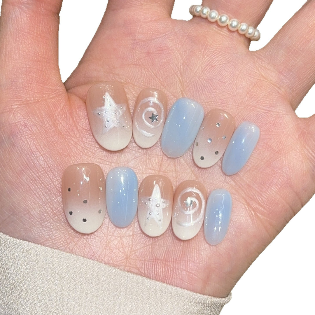 Artificial Nail Tips in Sparkling Star Design Bowlift
