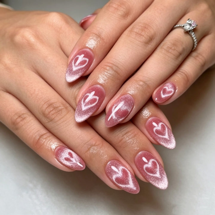 Artificial nails in romantic heart design Bowlift