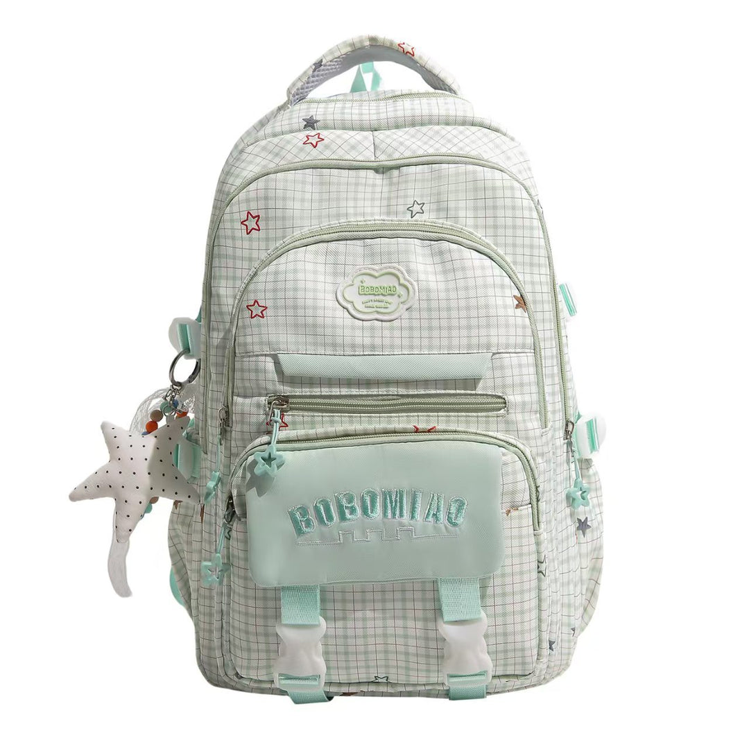 Multi-Pocket Star-Embellished Backpack Bowlift