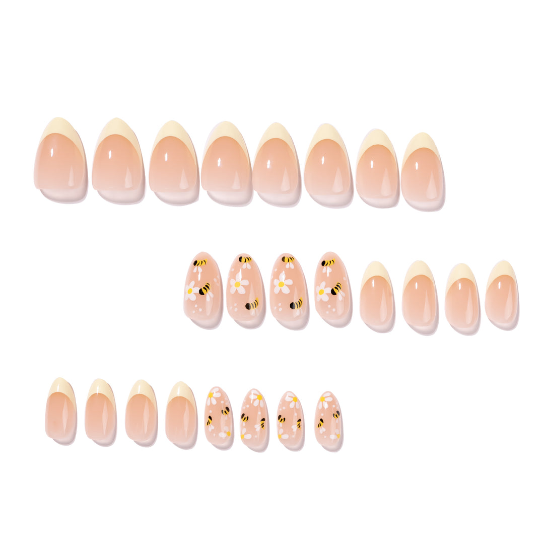Artful Nail Art with Bee and Flower Design Bowlift
