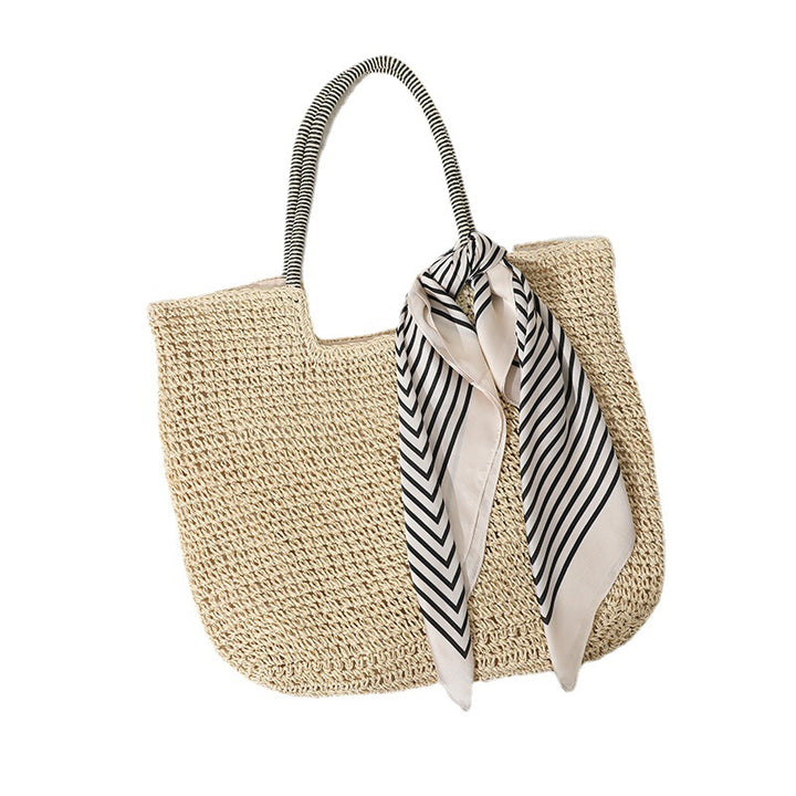 Handmade Massive Shopping Bag Made of Natural Material with Fashionable Scarf Bowlift