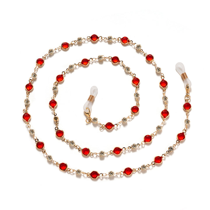 Elegant Rhinestone and Gemstone Eyewear Chain Bowlift