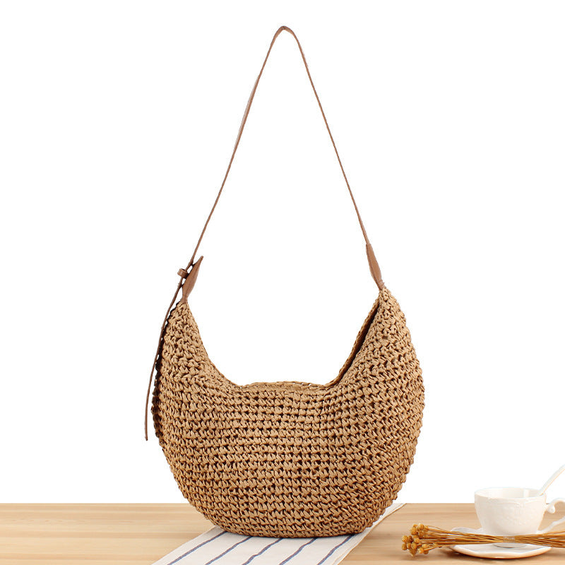 Handcrafted macrame bag with elegant leather accent Bowlift