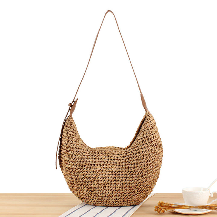 Handcrafted macrame bag with elegant leather accent Bowlift
