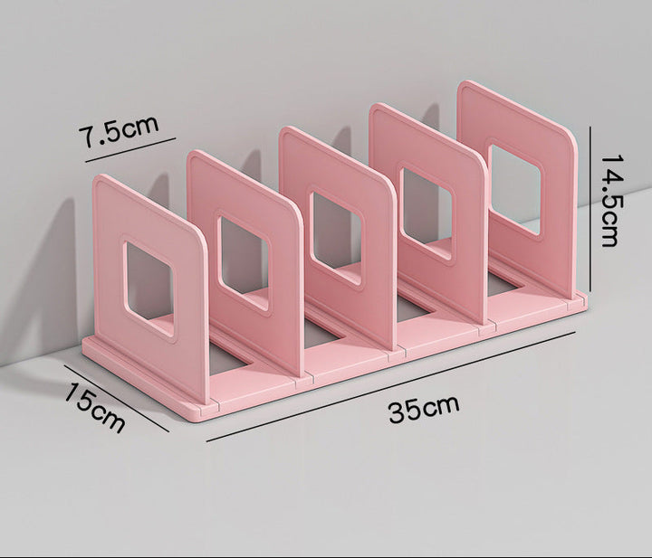 Modular multipurpose rack with adjustable dividers for plates and books Bowlift