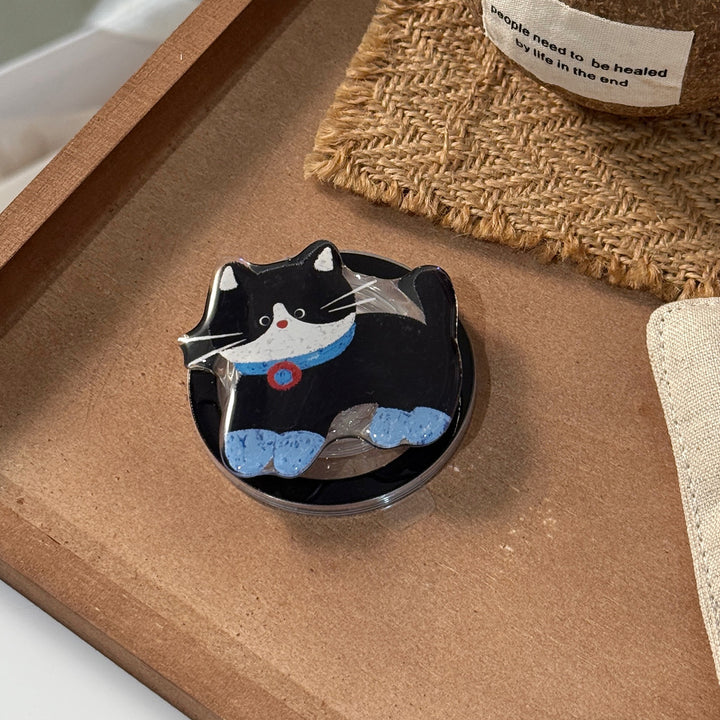 Playful Cat Motif Smartphone Finger Holder Bowlift