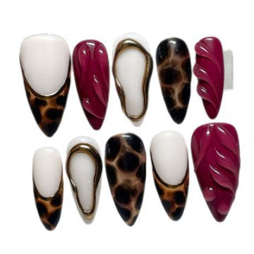 Decorative Stiletto Press-On Nail Set with Artistic Patterns Bowlift