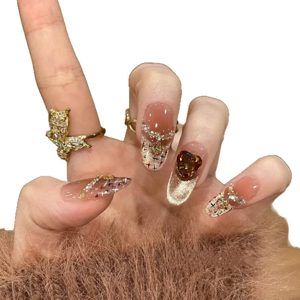 Artistic Cat-Themed Press-On Nail Set Bowlift