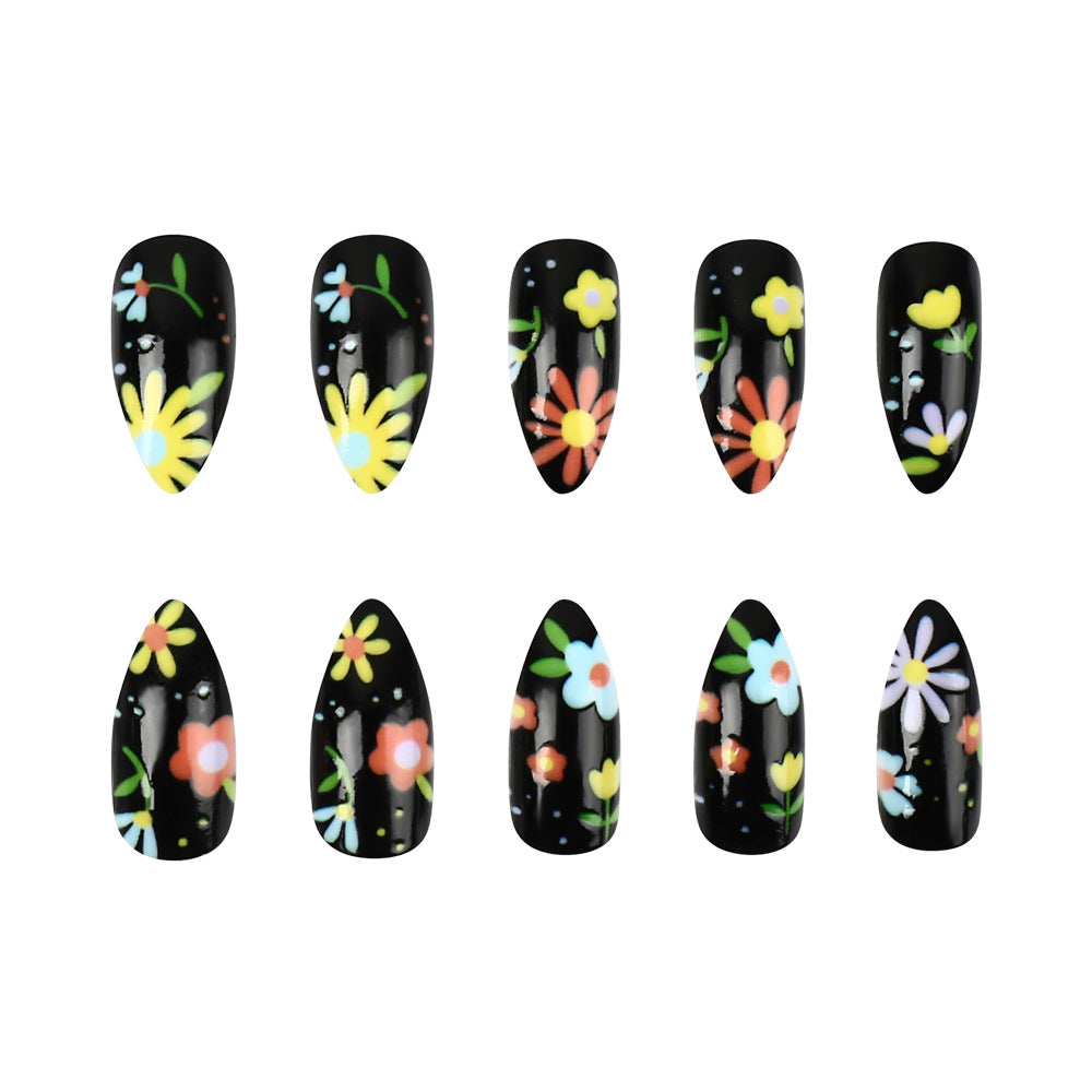 Floral Artistic Press-On Nails Bowlift